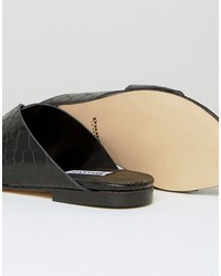 Sandales plates en cuir noires Dune