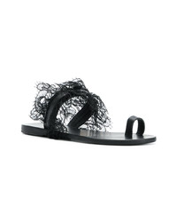 Sandales plates en cuir noires Ancient Greek Sandals