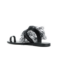 Sandales plates en cuir noires Ancient Greek Sandals