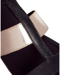 Sandales plates en cuir noires London Rebel