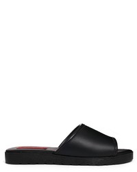 Sandales plates en cuir noires London Rebel