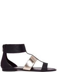 Sandales plates en cuir noires London Rebel