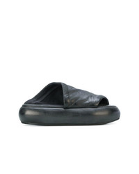 Sandales plates en cuir noires Marsèll