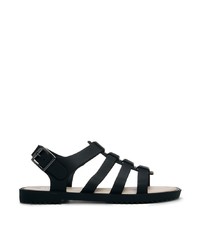 Sandales plates en cuir noires Melissa