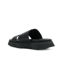 Sandales plates en cuir noires Peter Non