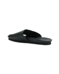 Sandales plates en cuir noires Peter Non