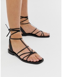 Sandales plates en cuir noires Other Stories