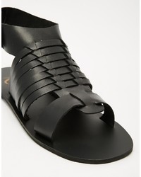 Sandales plates en cuir noires