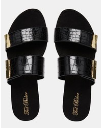 Sandales plates en cuir noires Ted Baker