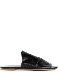 Sandales plates en cuir noires Roberto Del Carlo