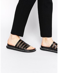 Sandales plates en cuir noires Senso