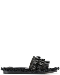 Sandales plates en cuir noires Simone Rocha