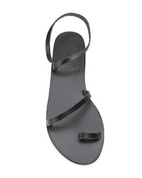 Sandales plates en cuir noires Ancient Greek Sandals