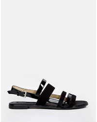 Sandales plates en cuir noires Blink