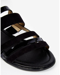 Sandales plates en cuir noires Blink