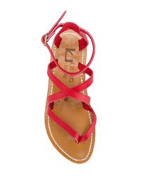 Sandales plates en cuir rouges K. Jacques