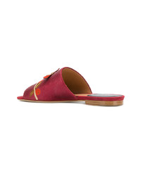 Sandales plates en cuir rouges Laurence Dacade