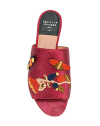 Sandales plates en cuir rouges Laurence Dacade