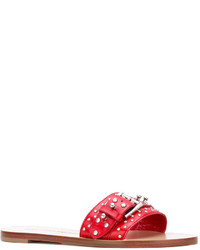 Sandales plates en cuir rouges Alexander McQueen