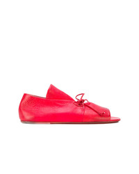 Sandales plates en cuir rouges Marsèll