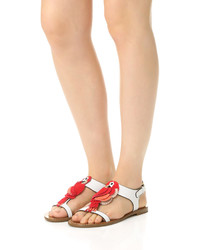 Sandales plates en cuir rouges Kate Spade