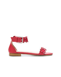 Sandales plates en cuir rouges RED Valentino