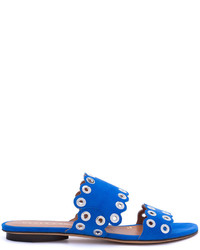 Sandales plates en daim bleues Derek Lam