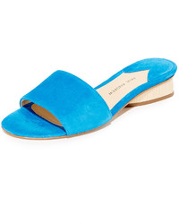 Sandales plates en daim bleues Paul Andrew