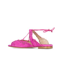 Sandales plates en daim fuchsia Marchesa