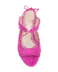 Sandales plates en daim fuchsia Marchesa