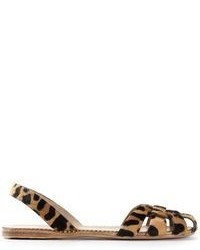 Sandales plates en daim imprimées léopard marron Car Shoe