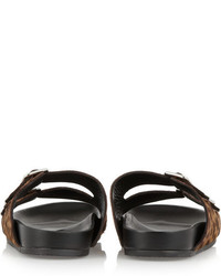 Sandales plates en daim imprimées léopard marron Givenchy