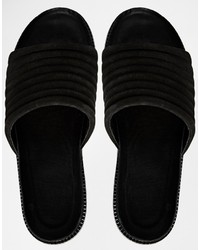 Sandales plates en daim noires Vagabond