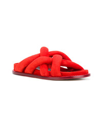 Sandales plates en daim rouges Proenza Schouler