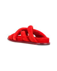 Sandales plates en daim rouges Proenza Schouler