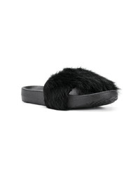 Sandales plates en fourrure noires UGG Australia