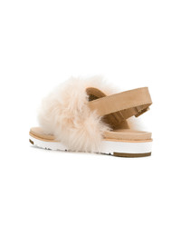 Sandales plates en fourrure roses UGG Australia