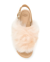 Sandales plates en fourrure roses UGG Australia