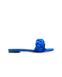 Sandales plates en satin bleues Marco De Vincenzo