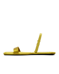 Sandales plates en satin chartreuses Alexander Wang