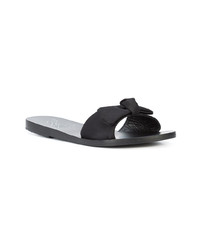 Sandales plates en satin noires Ancient Greek Sandals