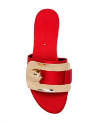 Sandales plates en satin ornées rouges Stella Luna