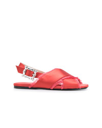 Sandales plates en satin rouges Anna Baiguera