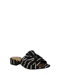 Sandales plates en toile à rayures horizontales noires
