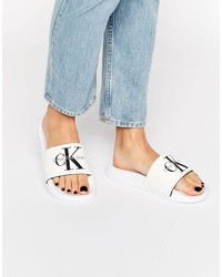 Sandales plates en toile blanches Calvin Klein Jeans