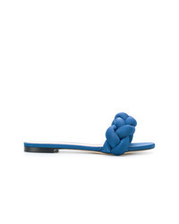 Sandales plates en toile bleues
