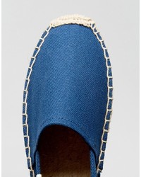 Sandales plates en toile bleues Soludos