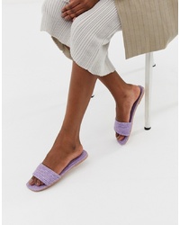 Sandales plates en toile violet clair