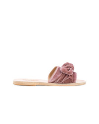 Sandales plates en velours roses Ancient Greek Sandals