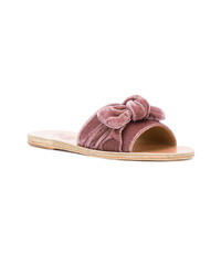 Sandales plates en velours roses Ancient Greek Sandals